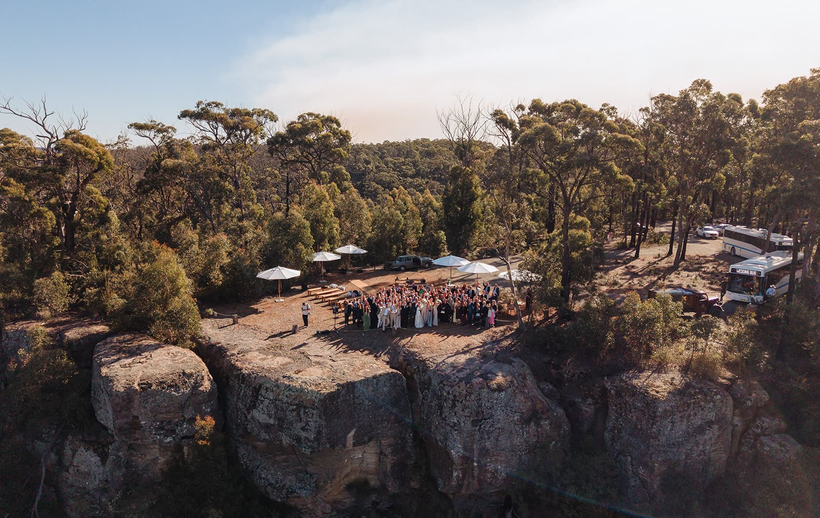 Everyone, above the gorge